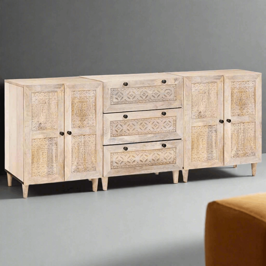 vidaXL Sideboard 3 pcs White 60 x 33 x 75 cm Solid mango wood vidaXL
