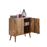 Verty Furniture Wooden Sideboard with Decorative Doors and Open Shelving for Storage and Display