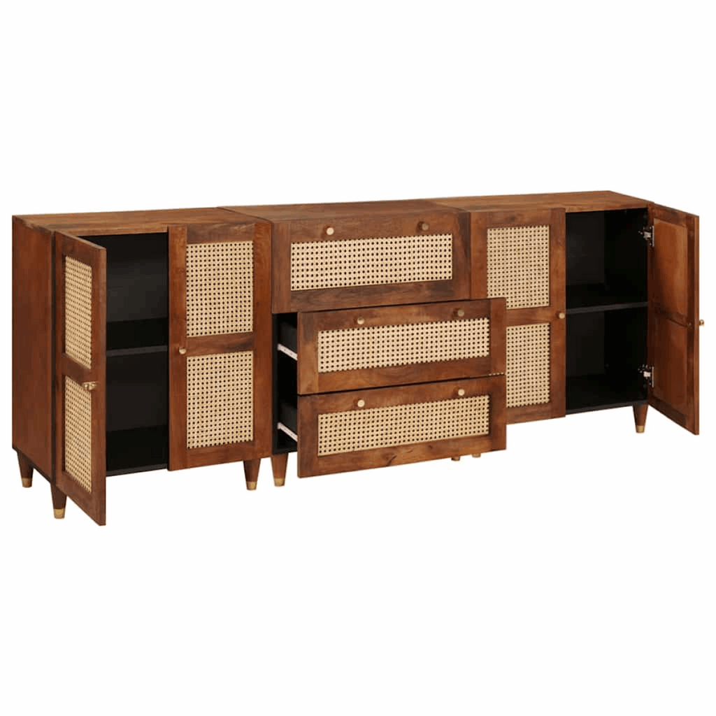 Sideboard Set 3 pcs Brown 180 x 33 x 75 cm Solid Mango wood vidaXL
