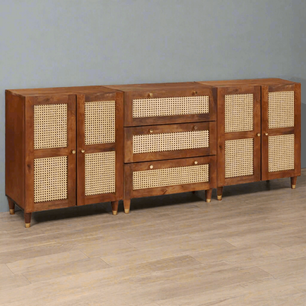 Sideboard Set 3 pcs Brown 180 x 33 x 75 cm Solid Mango wood vidaXL