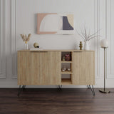 Decortie sideboard in natural wood finish with sleek design and open shelving for stylish storage