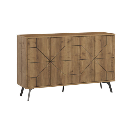Decortie sideboard in oak finish with modern geometric design and stylish metal legs