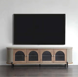 Nisu Home Stylish Cabinet with Three Arched Doors and Metal Legs for Modern Interiors