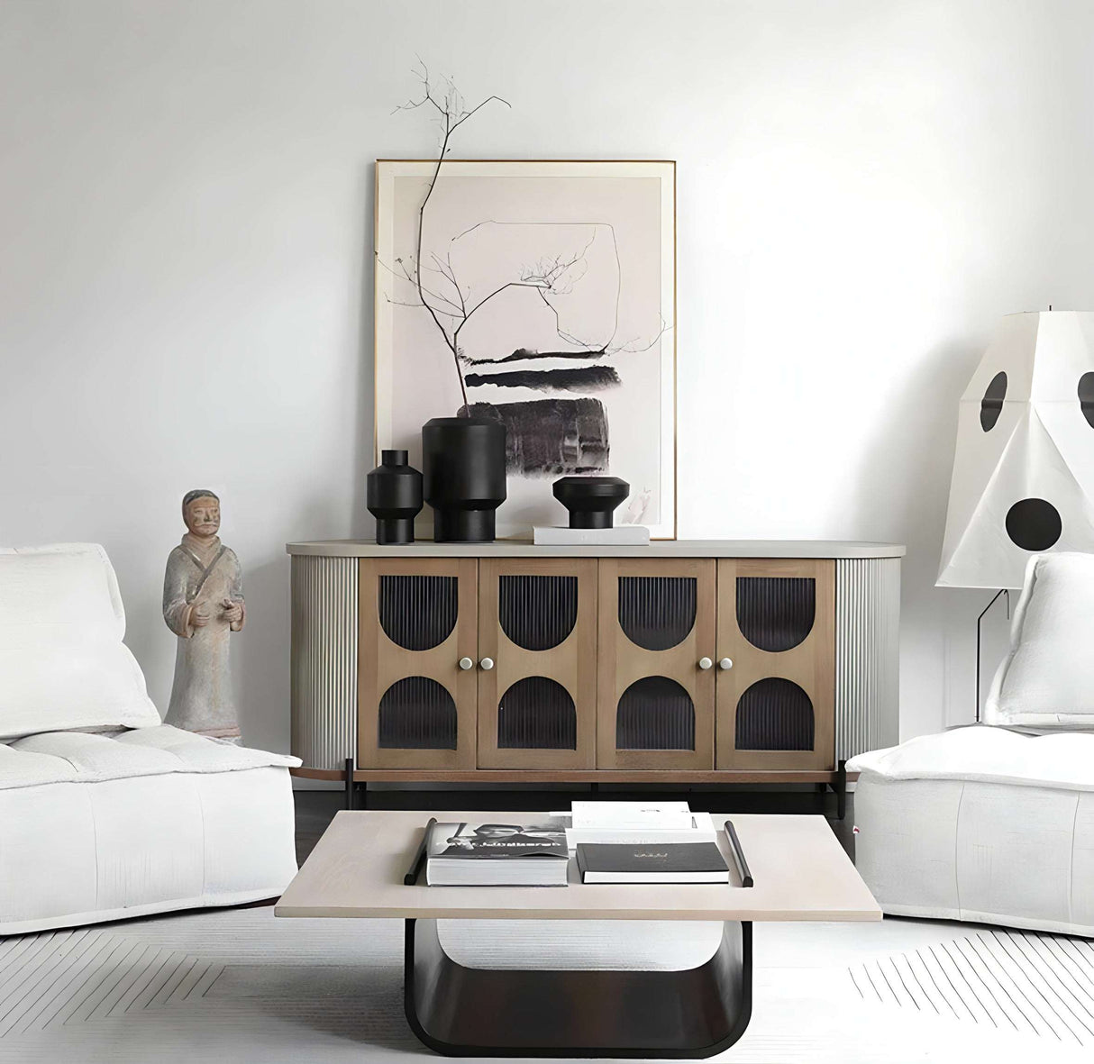 Elegant Nisu Home Cabinet with a Stylish Design and Unique Circular Patterns