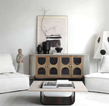 Elegant Nisu Home Cabinet with a Stylish Design and Unique Circular Patterns