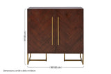 Orsina Drinks Cabinet with Herringbone Pattern and Gold Handles, Dimensions 100x50x100 cm
