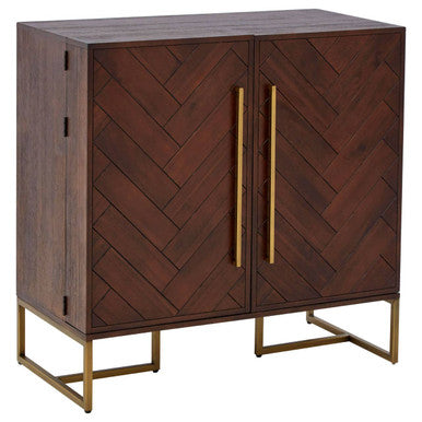 Orsina Drinks Cabinet with Herringbone Pattern and Brass Handles for Stylish Storage