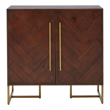 Orsina Drinks Cabinet with Herringbone Design and Gold Handles for Stylish Storage