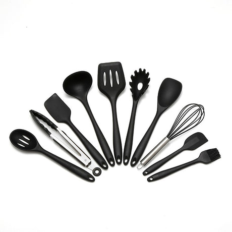 Silicone Cookware Set - Eco-Friendly Versatility - 10 Piece Kitchen Set black N/A