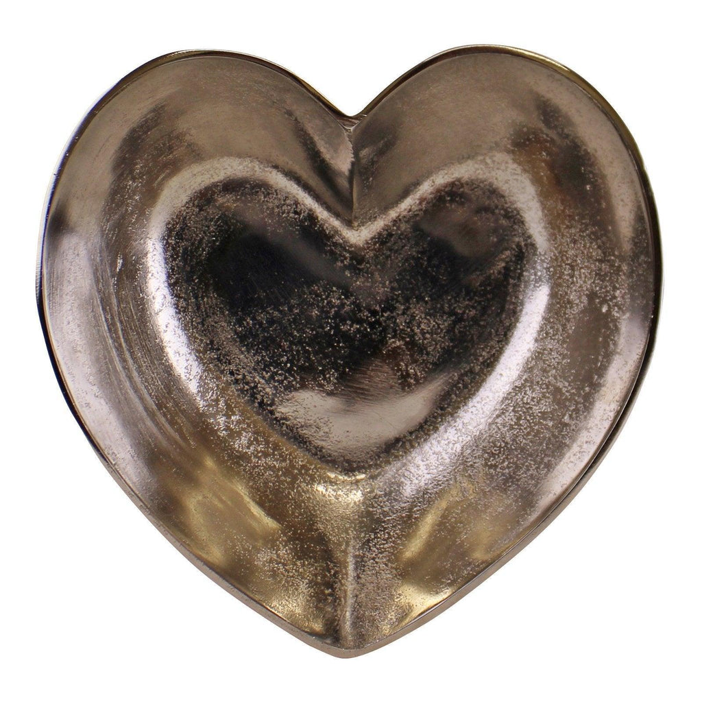 Silver Metal Heart Shaped Decorative Bowl Geko Products