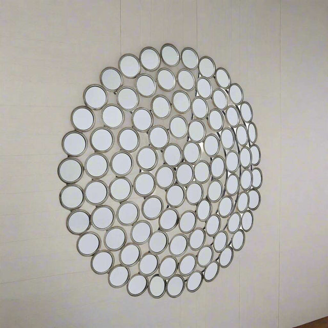 Large Round Convex Antiqued Silver Multi Mirror SILVER METAL Shades 4 Seasons