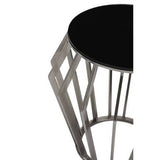 Ackley Silver Round Table with Black Glass Orsina