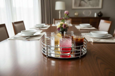 Orsina Silver Round Tray for Stylish Home Serving Orsina