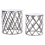 Avantis Set Of Two Diamond Design Silver Tables Orsina