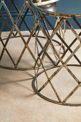 Avantis Set Of Two Diamond Design Silver Tables Orsina