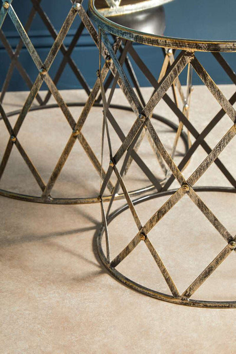 Avantis Set Of Two Diamond Design Silver Tables Orsina
