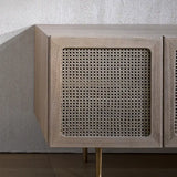 Nisu Home Cabinet with Rattan Front Panels and Minimalist Design for Stylish Storage