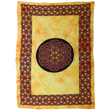 Single Cotton Bedspread and Wall Hanging - Flower of Life - Orange AW-Dropship