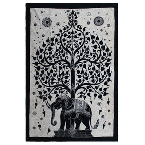 Single Cotton Bedspread and Wall Hanging - Mono - Elephant Tree AW-Dropship