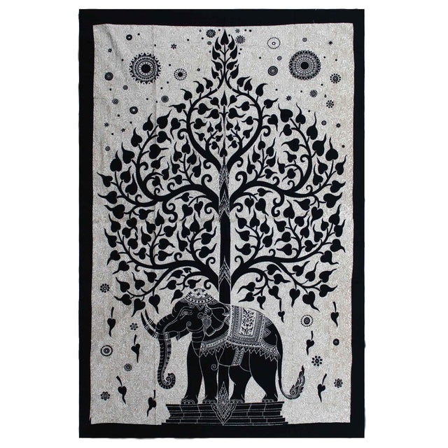 Single Cotton Bedspread and Wall Hanging - Mono - Elephant Tree AW-Dropship