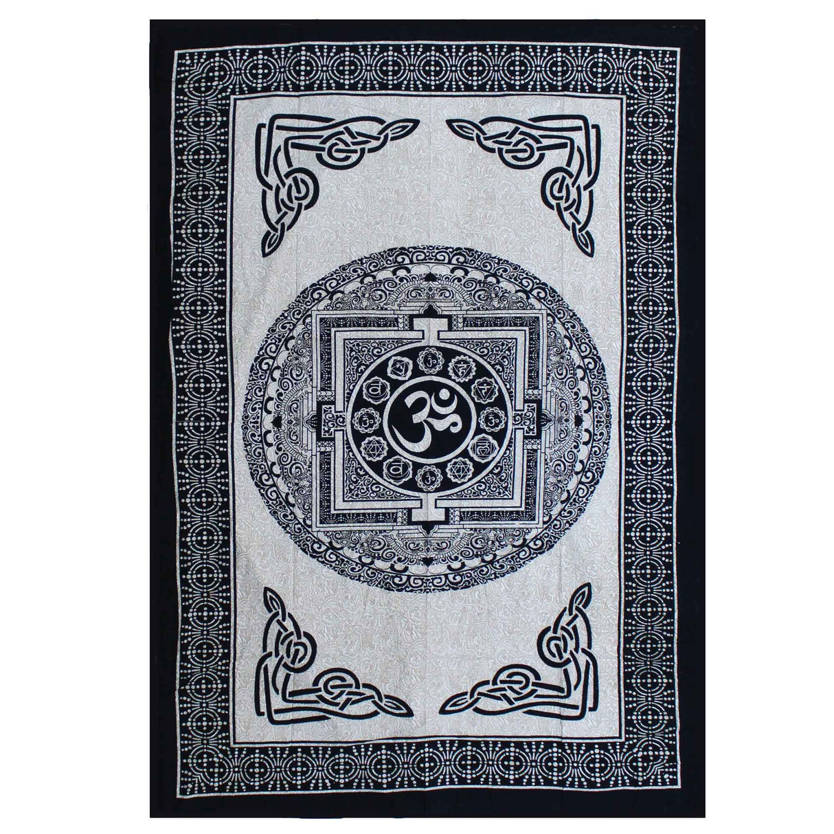 Single Cotton Bedspread and Wall Hanging - Mono - OM Mandala AW-Dropship