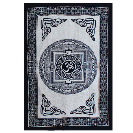 Single Cotton Bedspread and Wall Hanging - Mono - OM Mandala AW-Dropship