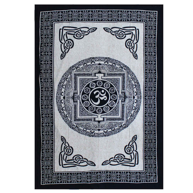 Single Cotton Bedspread and Wall Hanging - Mono - OM Mandala AW-Dropship