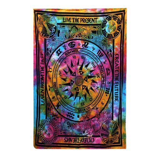 Single Cotton Bedspread and Wall Hanging - Cycle of Ages AW-Dropship
