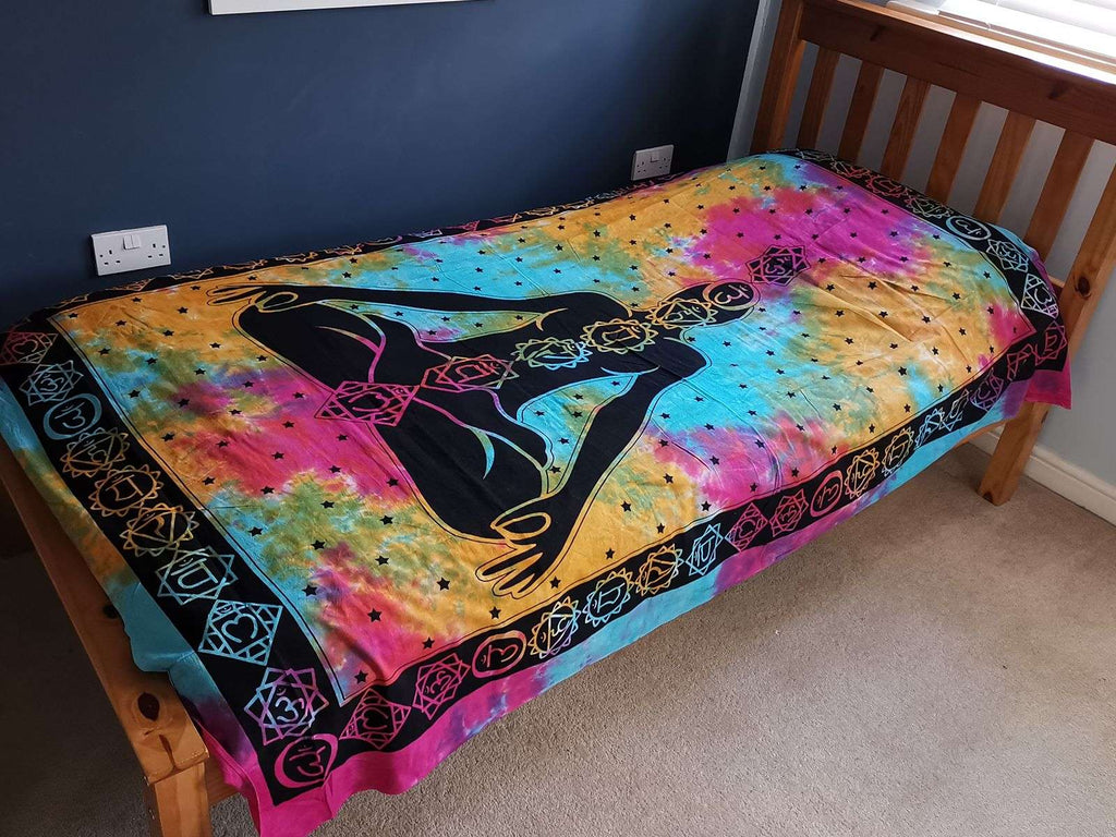 Single Cotton Bedspread and Wall Hanging - Chakra Buddha AW-Dropship