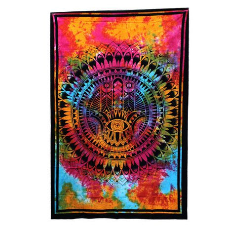 Single Cotton Bedspread and Wall Hanging - Hamsa AW-Dropship