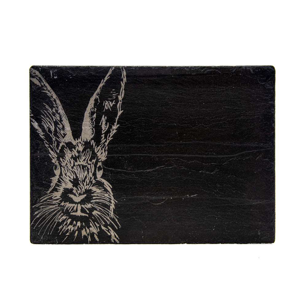 Selbrae House Slate Placemat featuring a detailed rabbit design for elegant dining