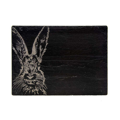 Selbrae House Slate Placemat featuring a detailed rabbit design for elegant dining