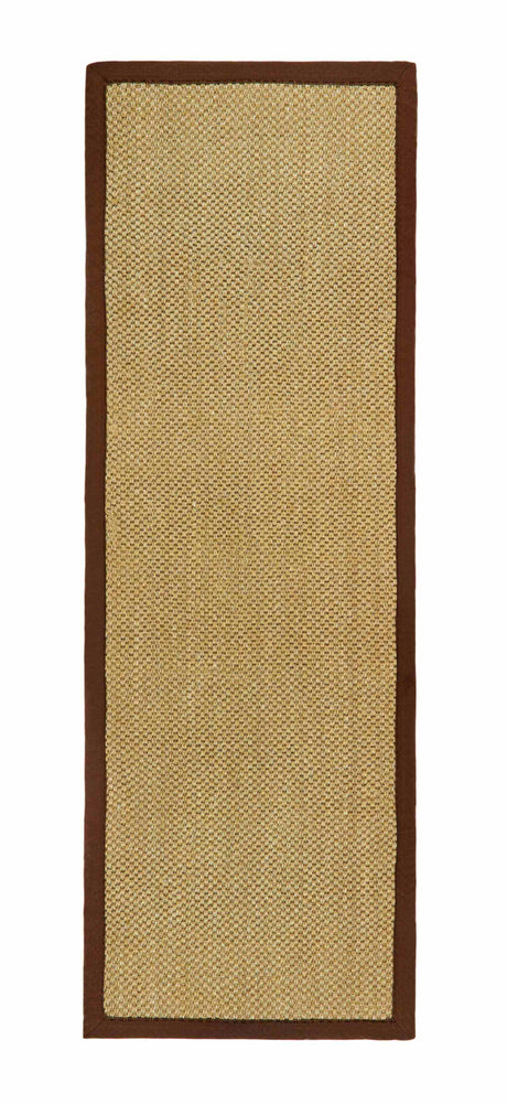Natural Sisal Rug with Brown Border, Ideal for Hallways and Entryways