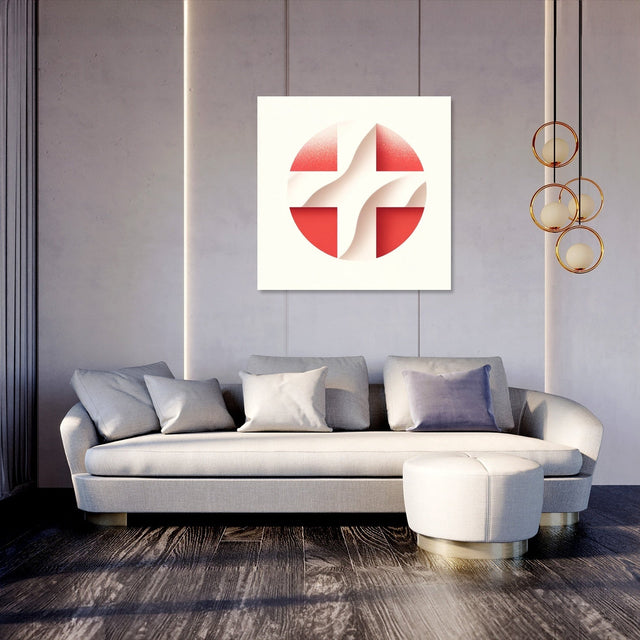 Stylish Wall Art Canvas featuring a modern geometric design in red and white for contemporary interiors