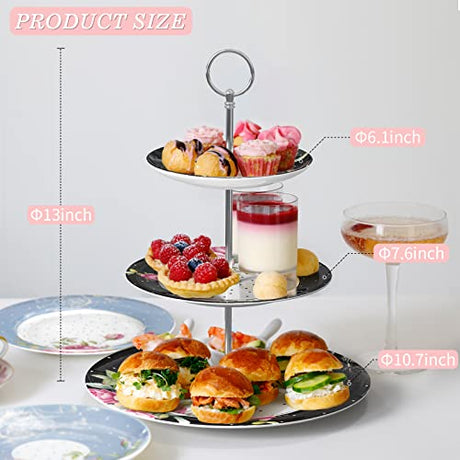 Elegant three-tier cake stand from London Boutique Lifestyle with assorted pastries and desserts displayed