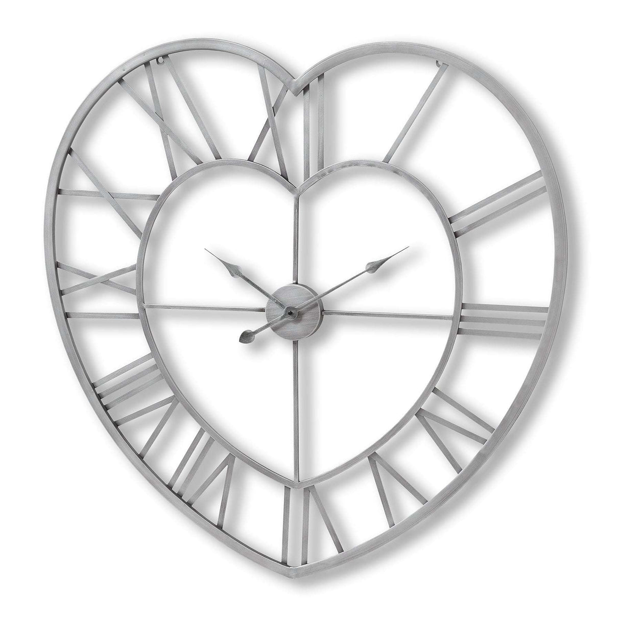 Shades 4 Seasons Heart Skeleton Wall Clock Silver SILVER METAL Shades 4 Seasons