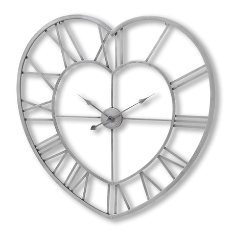 Shades 4 Seasons Heart Skeleton Wall Clock Silver SILVER METAL Shades 4 Seasons
