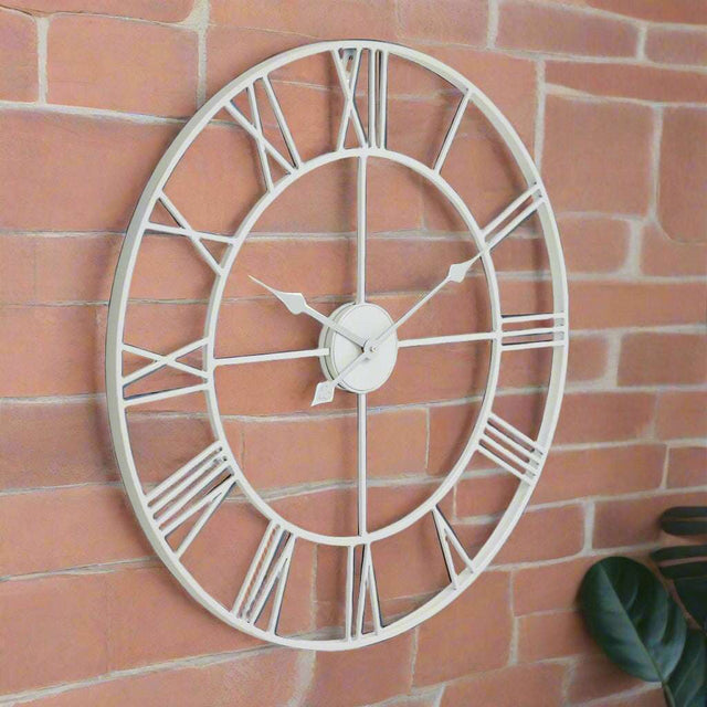 Shades 4 Seasons White Skeleton Wall Clock with Roman Numerals WHITE METAL Shades 4 Seasons