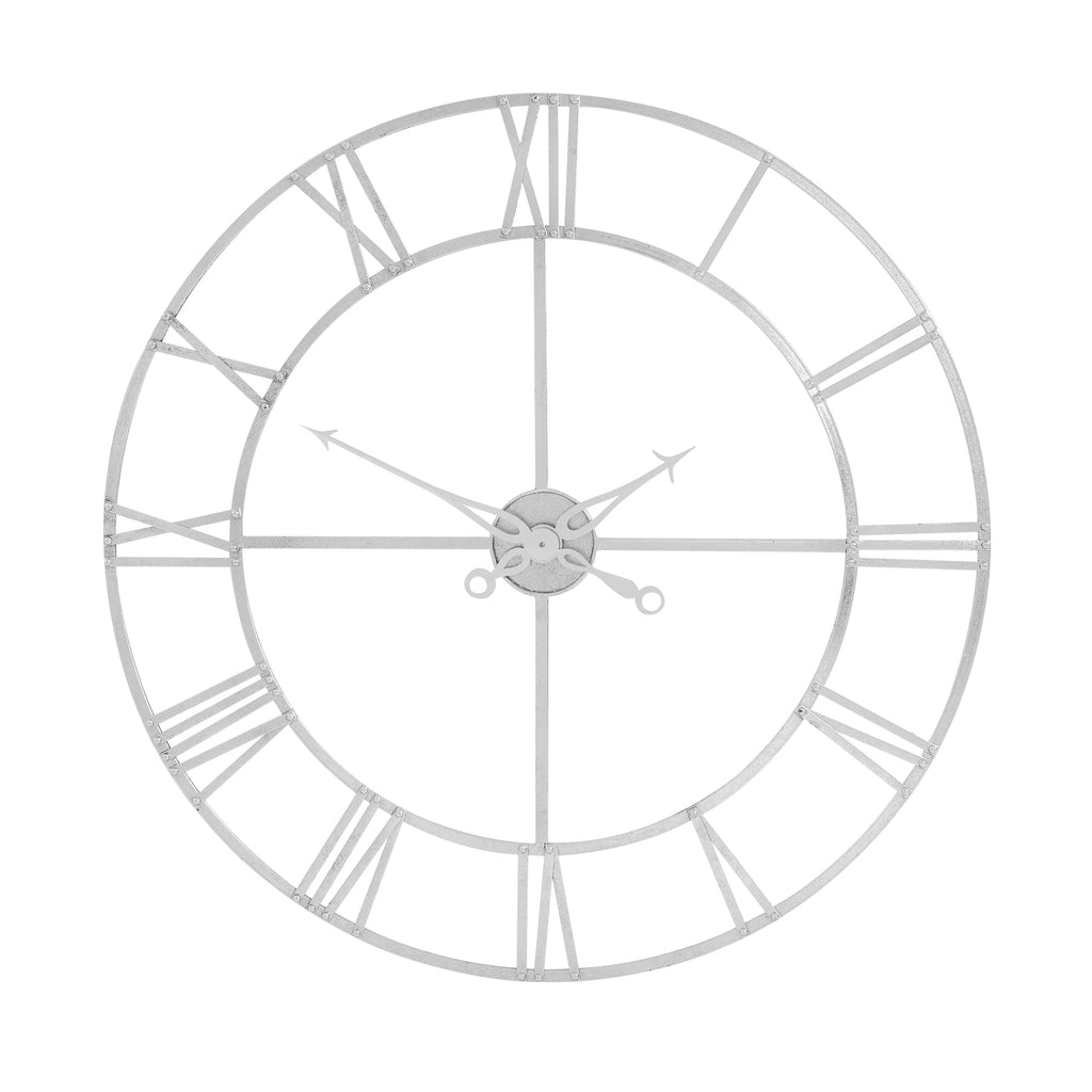 Large Silver Foil Skeleton Wall Clock SILVER METAL Shades 4 Seasons