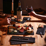 Slate Cheese Board and Knife Set with Assorted Cheeses, Meats, and Fruits for Elegant Entertaining