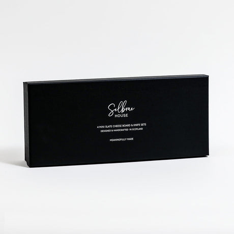 Selbrae House Slate Cheese Board and Knife Set Packaged Elegantly for Entertaining Guests