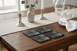 Slate Gift Set featuring four stylish coasters with a decorative chicken design for home decor