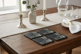 Slate Gift Set featuring four stylish coasters with a decorative chicken design for home decor
