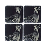 Selbrae House Slate Gift Set featuring four coasters with a stylish bird design