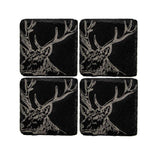 Slate Gift Set featuring four coasters with elegant deer head design for home decor