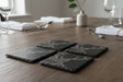 Selbrae House Slate Gift Set featuring four coasters with elegant tree designs for upscale dining