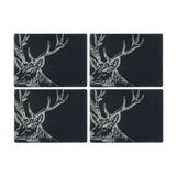 Selbrae House Slate Gift Set featuring four coasters with elegant stag design