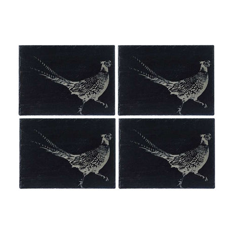 Selbrae House Slate Gift Set with Four Slate Coasters featuring Pheasant Design