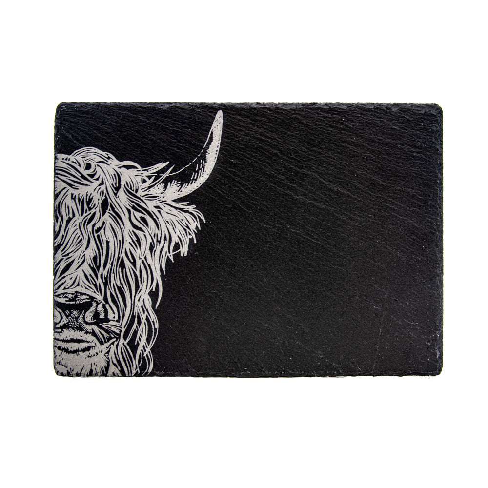 Slate Placemat featuring a Highland Cow Design for Rustic Table Settings