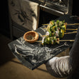 Selbrae House Serving Tray featuring a deer design with fresh kebabs and a wooden bowl